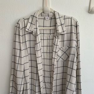 Gap drapey plaid shirt white windowpane xl